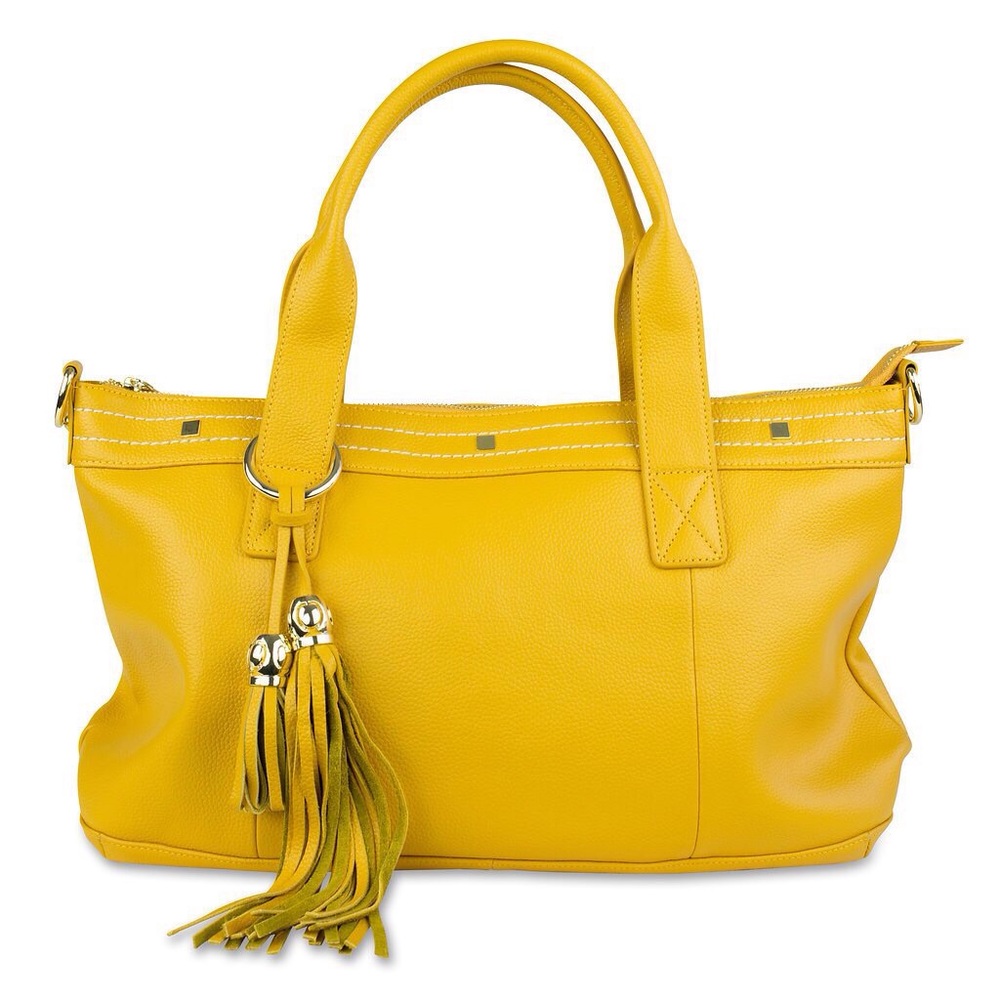 NWT FAB CUORE & PELLE LEATHER HANDBAG IN SUNSHINE